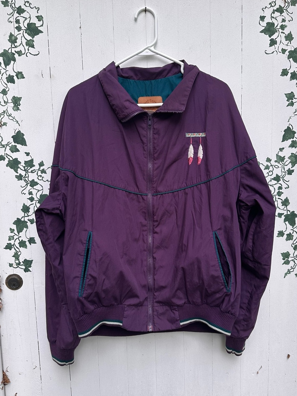 Vintage 80-90s Midwest Garment Co.  
Purple Windbreaker Jacket w Embroidery
